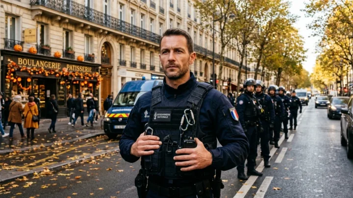 French police officers maintaining security during public demonstrations