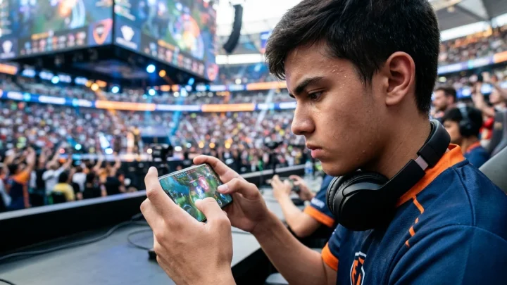 Google Play Arena logo and mobile esports tournament interface