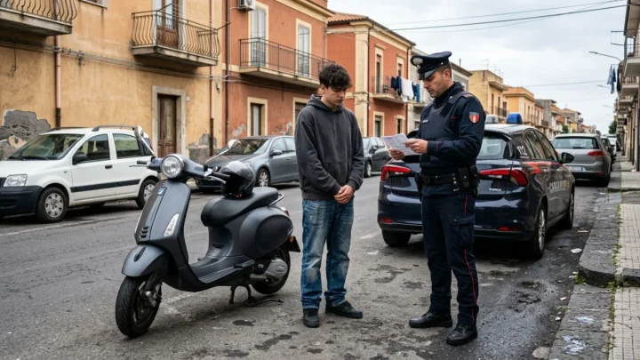 Pattuglia dei Carabinieri impegnata in un controllo stradale a Gravina di Catania
