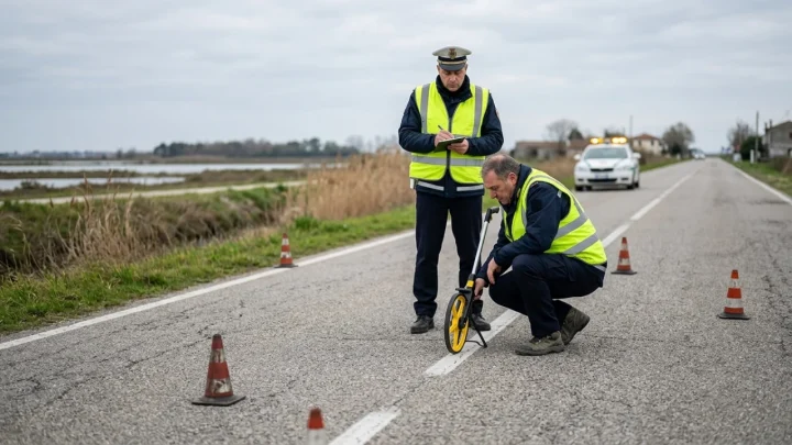 Rilievi stradali dopo un incidente stradale tra veicoli a due ruote