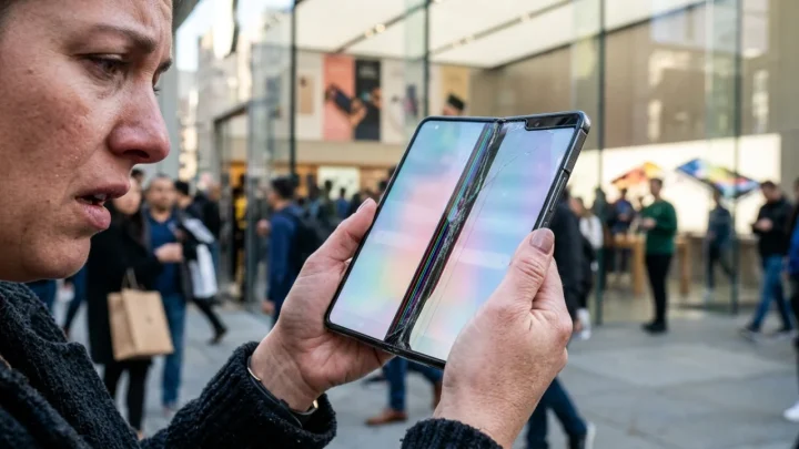 Apple iPhone Duo foldable smartphone displaying the central hinge mechanism