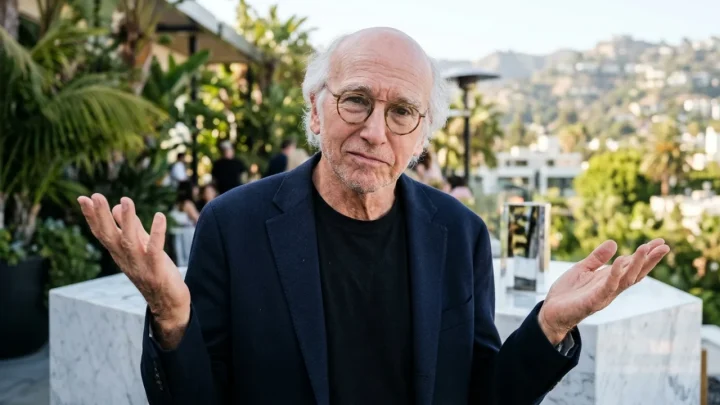 Larry David gesturing during a scene from Curb Your Enthusiasm