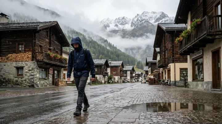 Montagne innevate e vallate della Valtellina nei pressi di Livigno