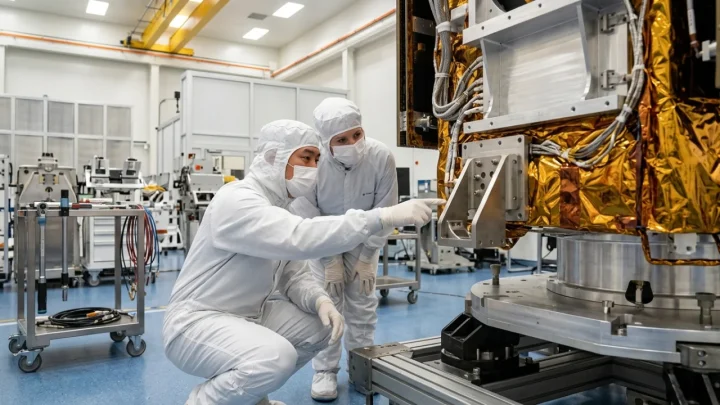 Rappresentazione della sonda spaziale MMX in orbita attorno alla luna marziana Phobos