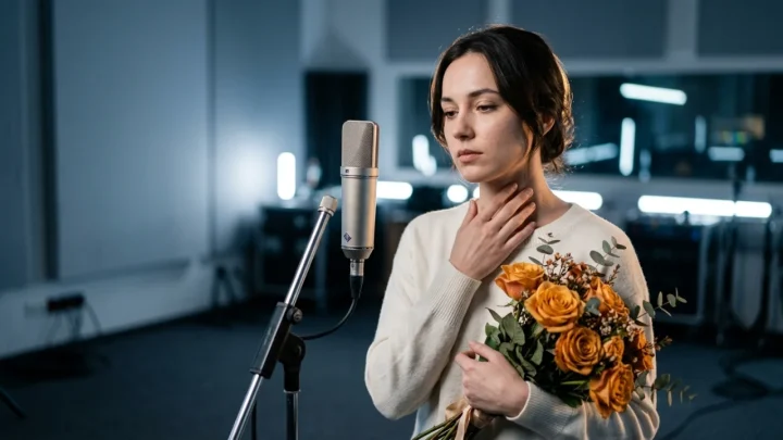 Nicla Ozenda cantante della band de La Ruota della Fortuna in studio