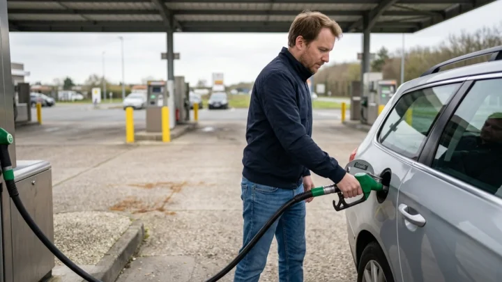 Erogatore di carburante presso una stazione di servizio francese