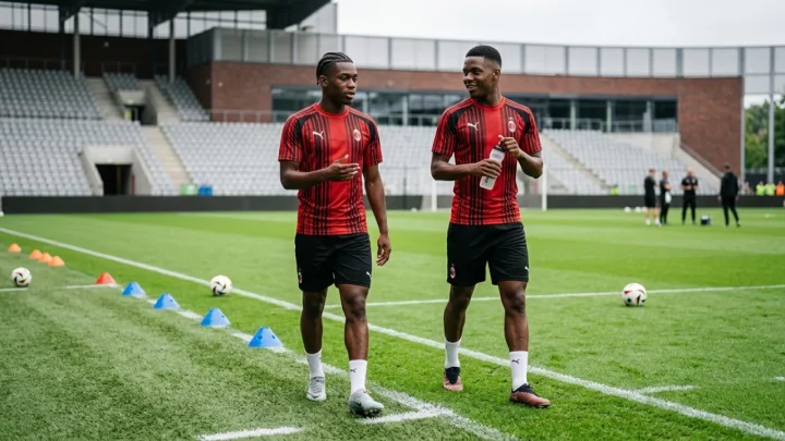 Rafael Leão durante una partita con la maglia del Milan
