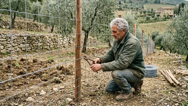Recinzione agricola di protezione contro i danni provocati dalla fauna selvatica nei campi