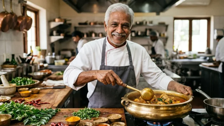 Portrait of Dr K Damodharan known as Chef Damu