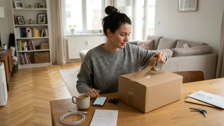 Pacco Amazon pronto per la spedizione o il reso con etichetta