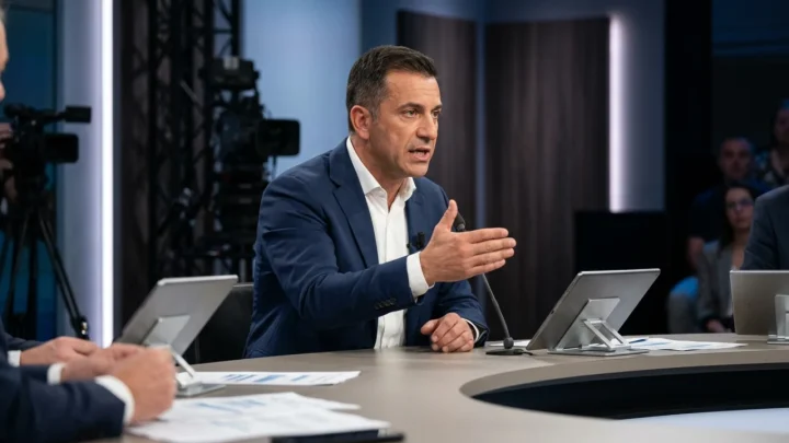 Rocco Casalino durante un intervento televisivo di dibattito politico