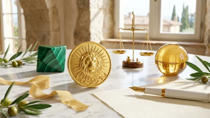 Rappresentazione astrologica del segno del Leone e dei transiti di Plutone e Saturno