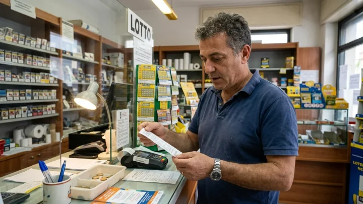 Ricevuta di gioco del SuperEnalotto con numeri estratti