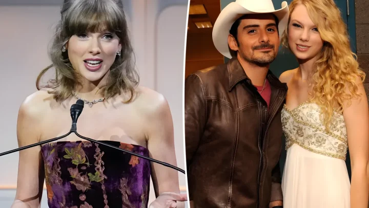 Taylor Swift jokes she became ‘estranged’ from Brad Paisley after an infamous tour bus prank left her sleepless for months as she makes songwriting history