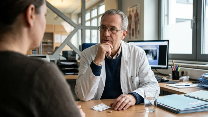 Primo piano di una compressa oncologica innovativa per la terapia mirata