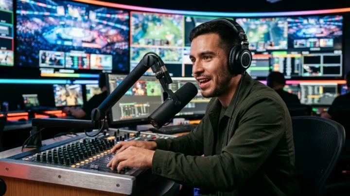 Streamer El Komanche broadcasting during an interactive live gaming event