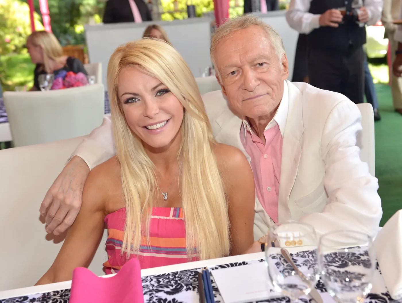 Crystal Harris and Hugh Hefner at the 2013 Playmate of the Year luncheon at the Playboy Mansion.