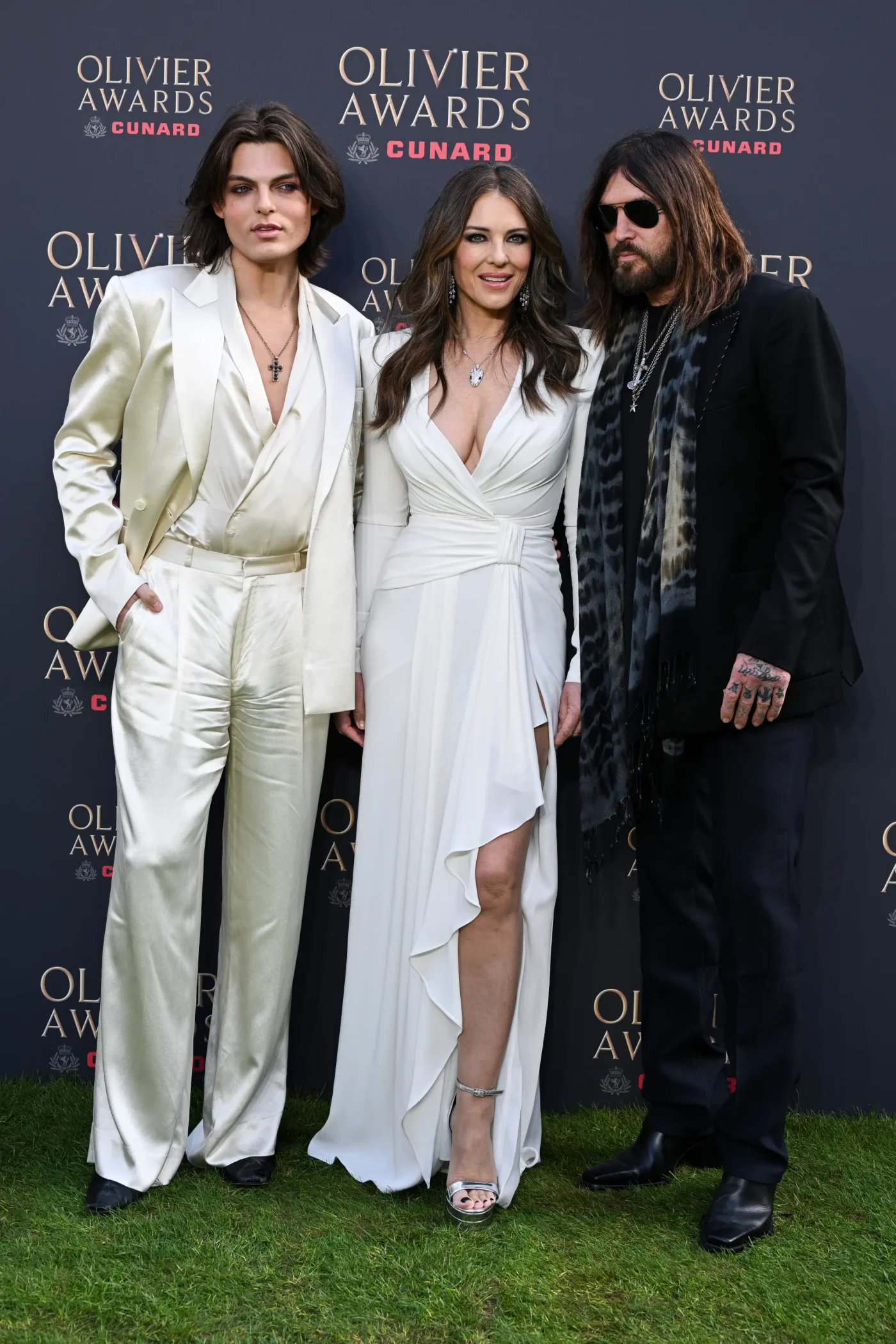 Damian Hurley, Elizabeth Hurley and Billy Ray Cyrus at the Olivier Awards 2026