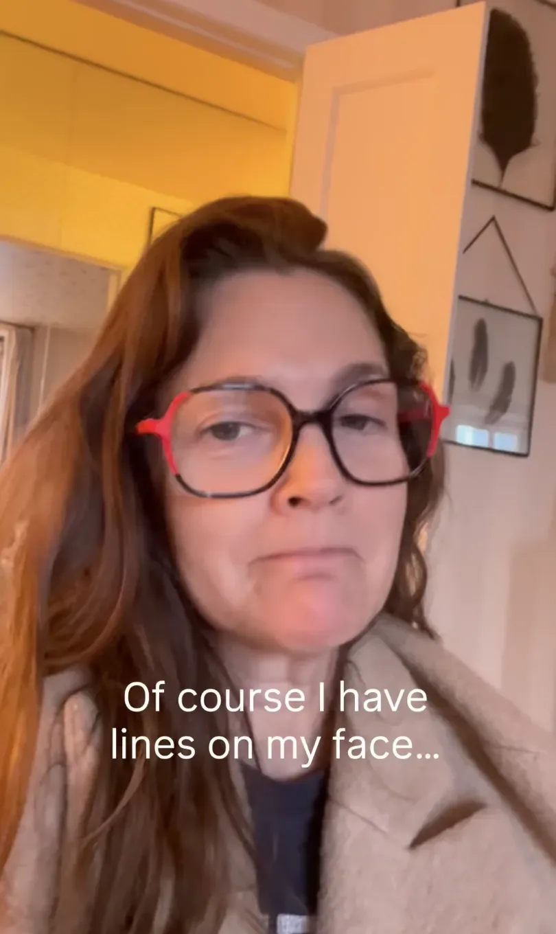 Drew Barrymore in glasses in an Instagram video