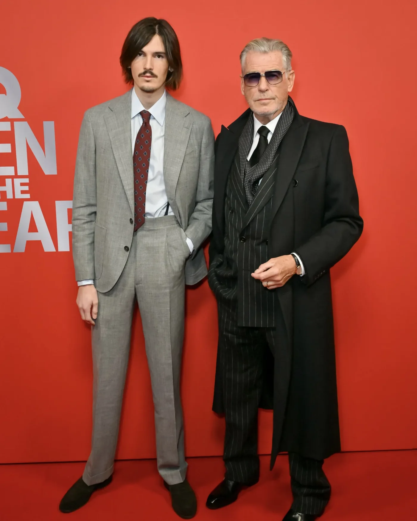 Dylan Brosnan and Pierce Brosnan attend the GQ Men Of The Year 2025 Awards Ceremony at 180 Thames on November 18, 2025 in London, England.