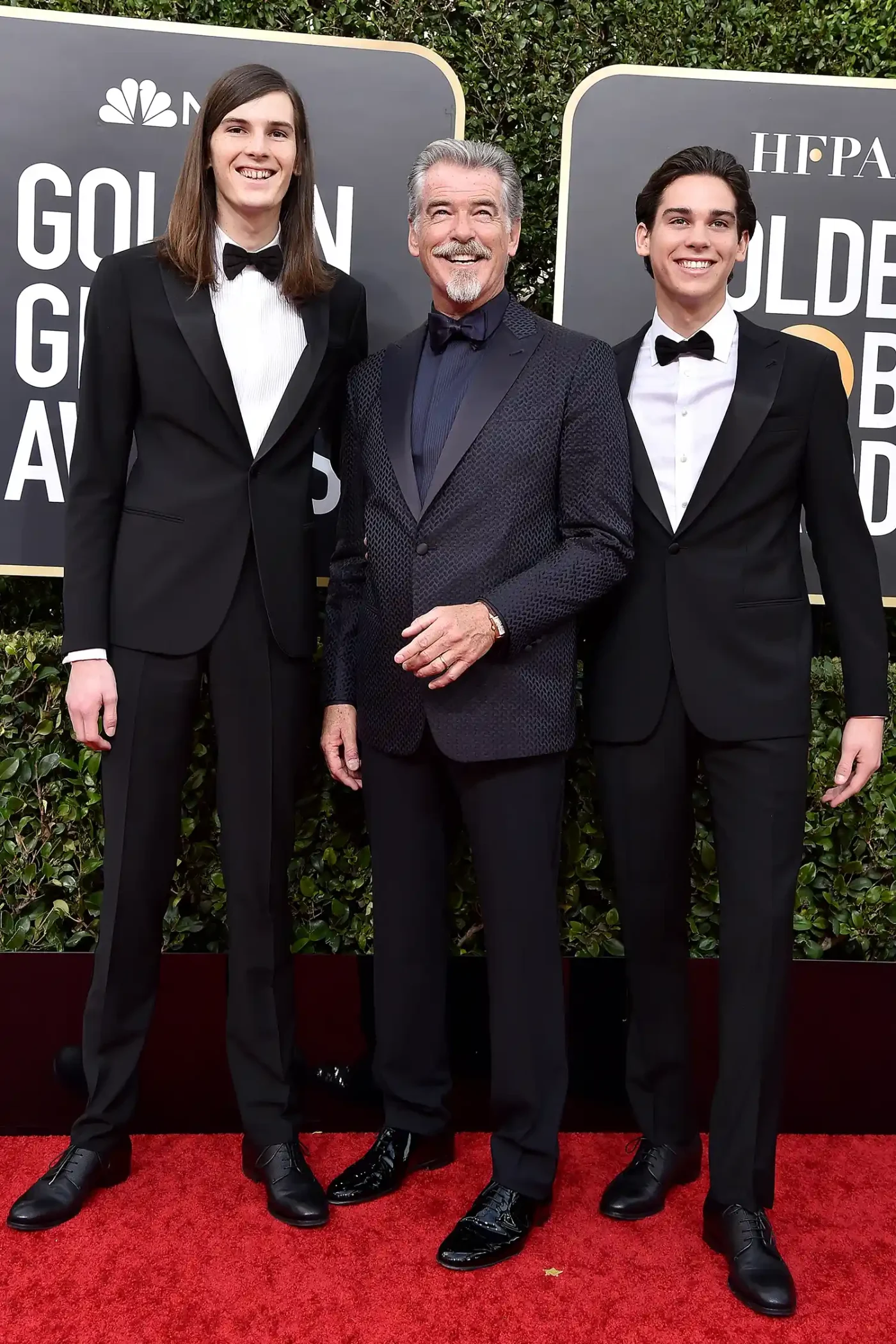 Dylan Brosnan, Pierce Brosnan and Paris Brosnan attend the 77th Annual Golden Globe Awards at The Beverly Hilton Hotel on January 05, 2020 in Beverly Hills, California.