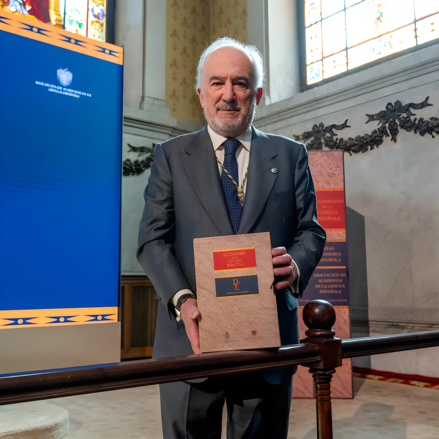 El director de la Real Academia Española, Santiago Muñoz Machado, durante la presentación este viernes de la nueva edición del Diccionario de la lengua española. EFE/ Fernando Villar