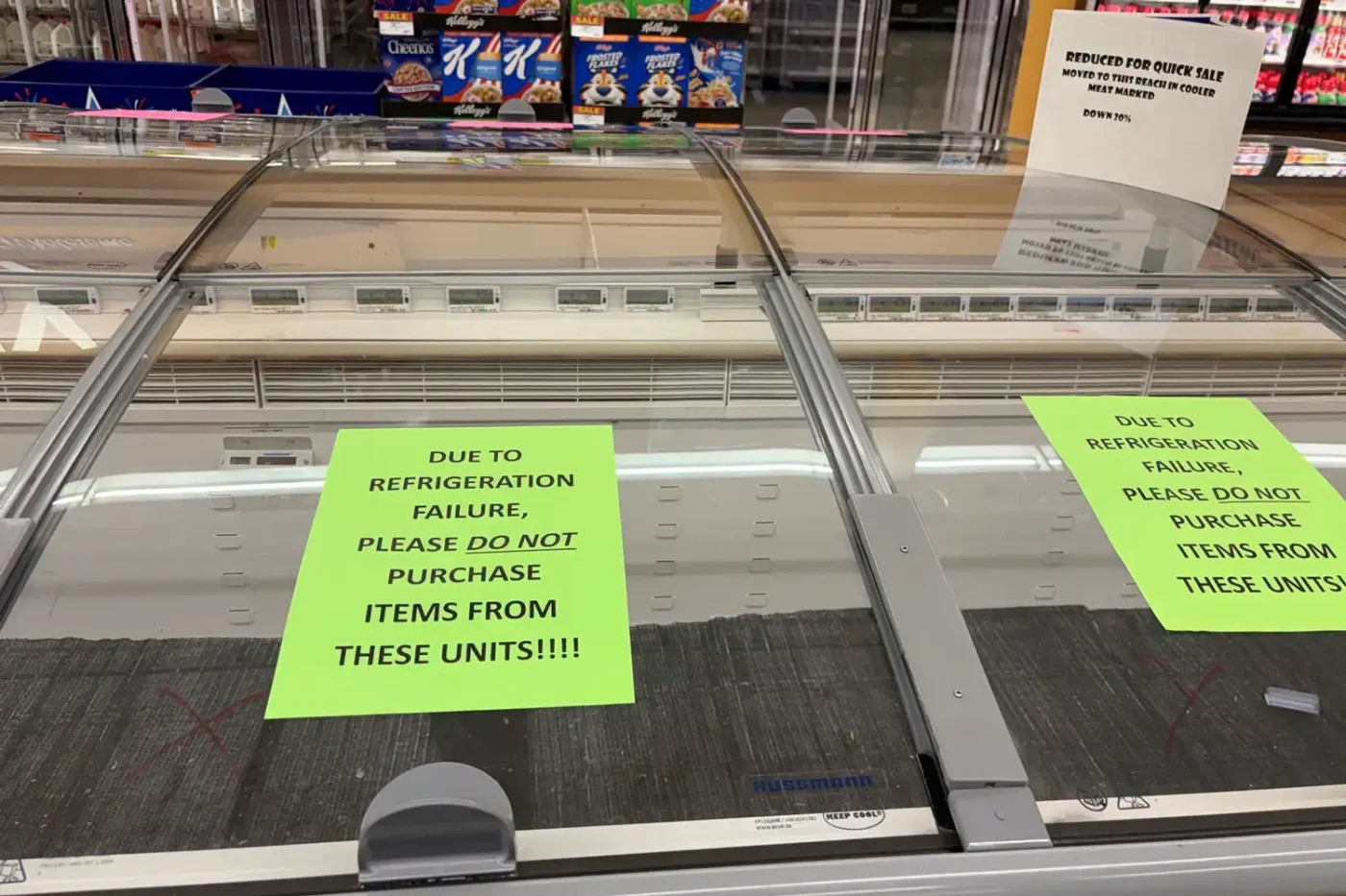 empty freezers at grocery stores