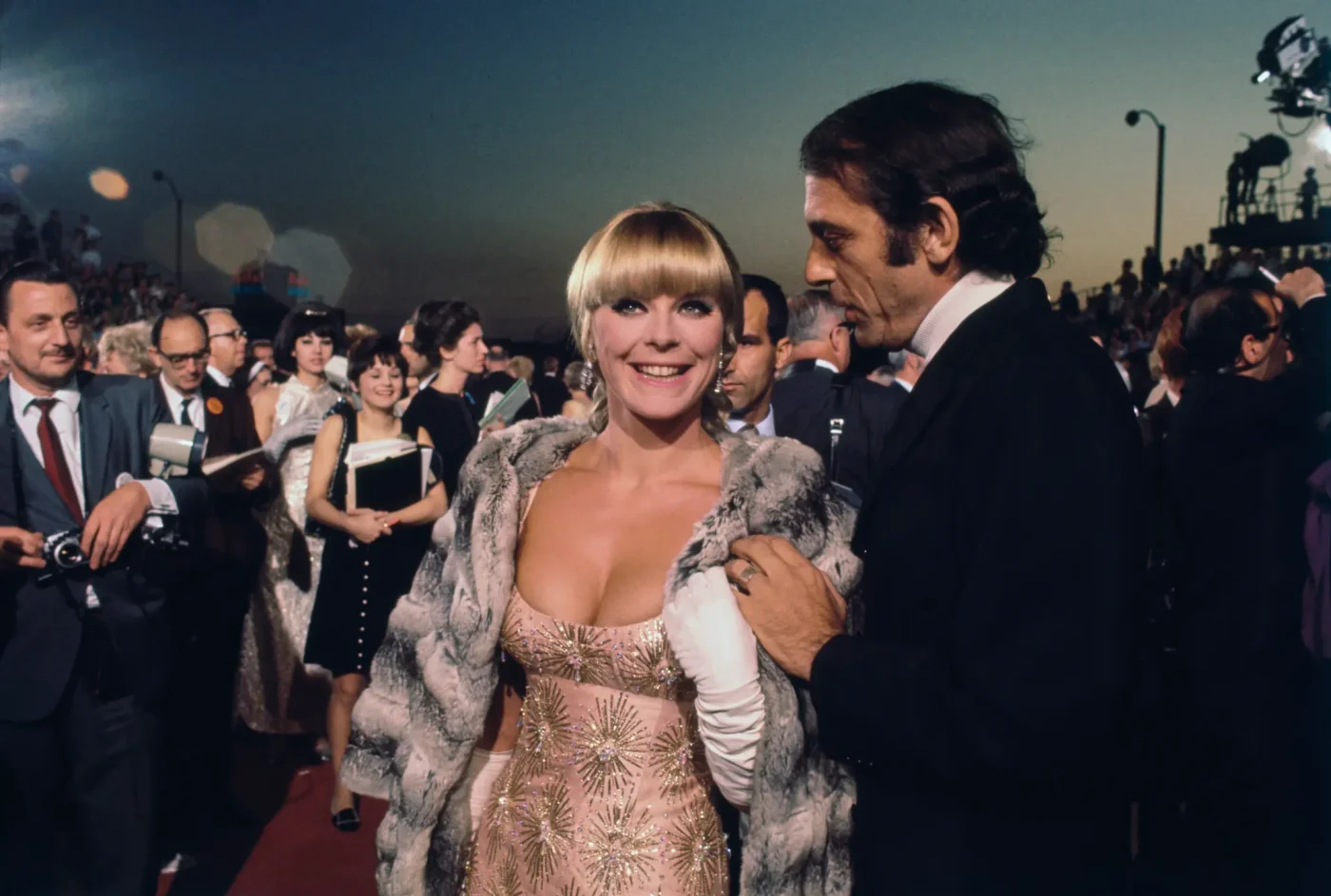 German actress Elke Sommer and her husband, Hollywood columnist Joe Hyams, arriving at the 40th Academy Awards in 1968.