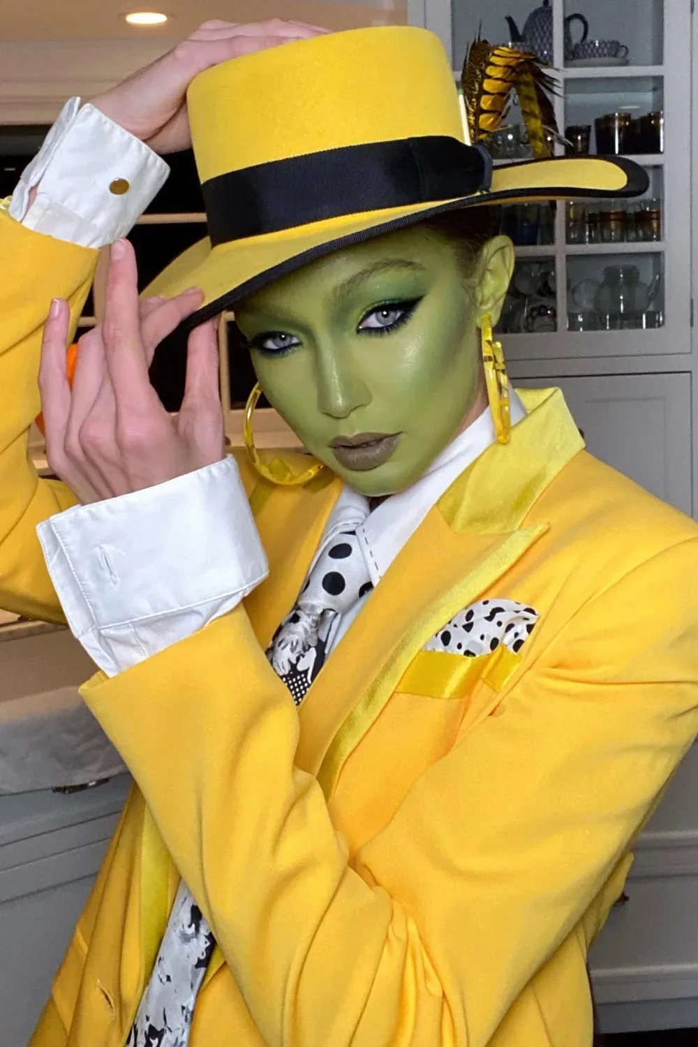 Gigi Hadid dresses up as The Mask for Halloween in 2019.