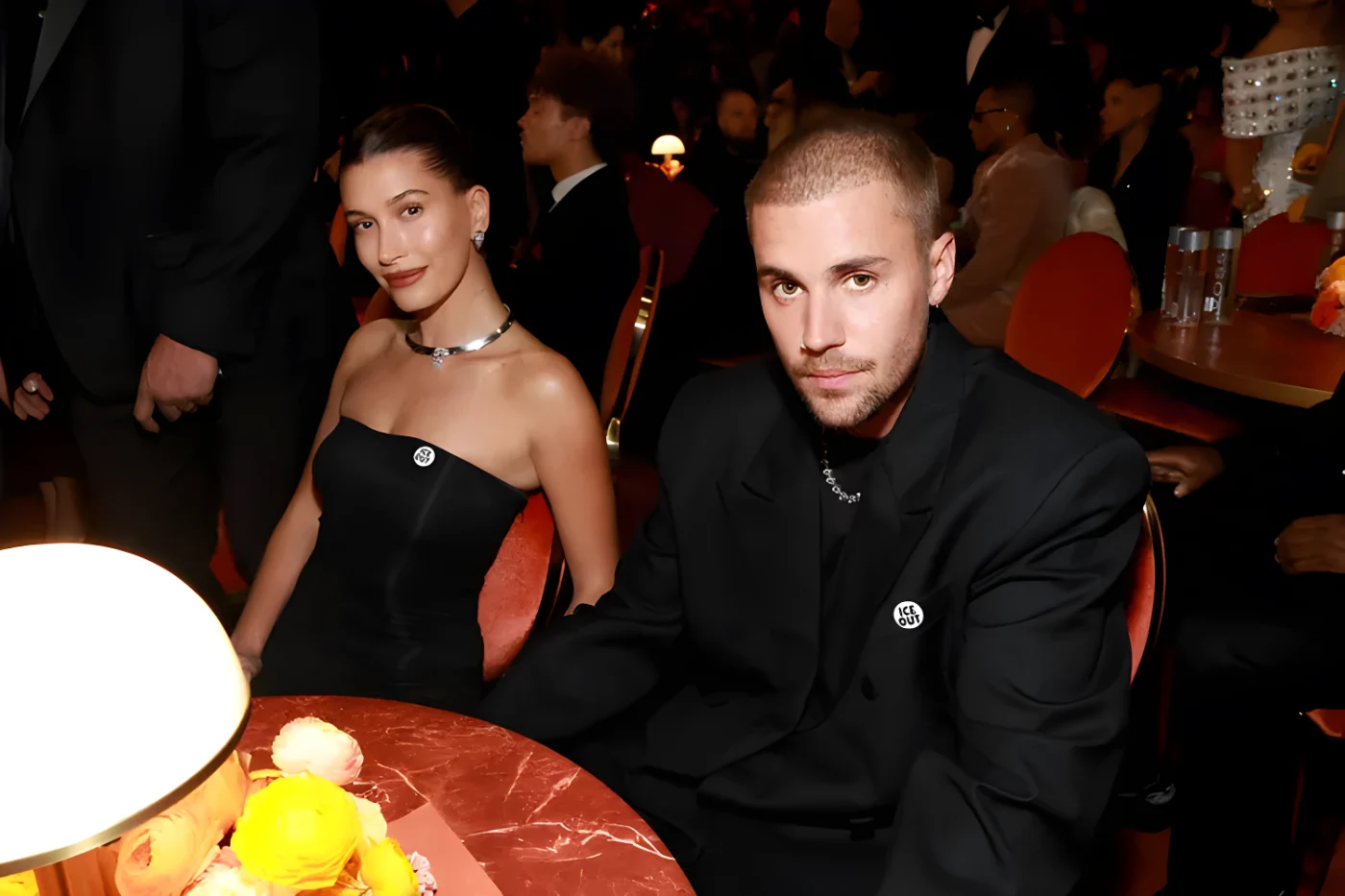 Hailey Bieber and Justin Bieber at the 2026 Grammys.