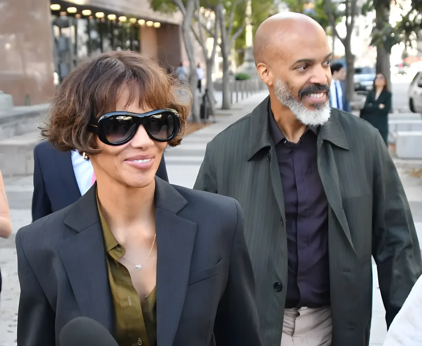 Halle Berry and Van Hunt are seen as they emerge from the Stanley Mosk Courthouse following the outcome of her custody battle with ex Olivier Martinez on October 29, 2026 in Los Angeles, California. (Photo by London Entertainment/GC Images)