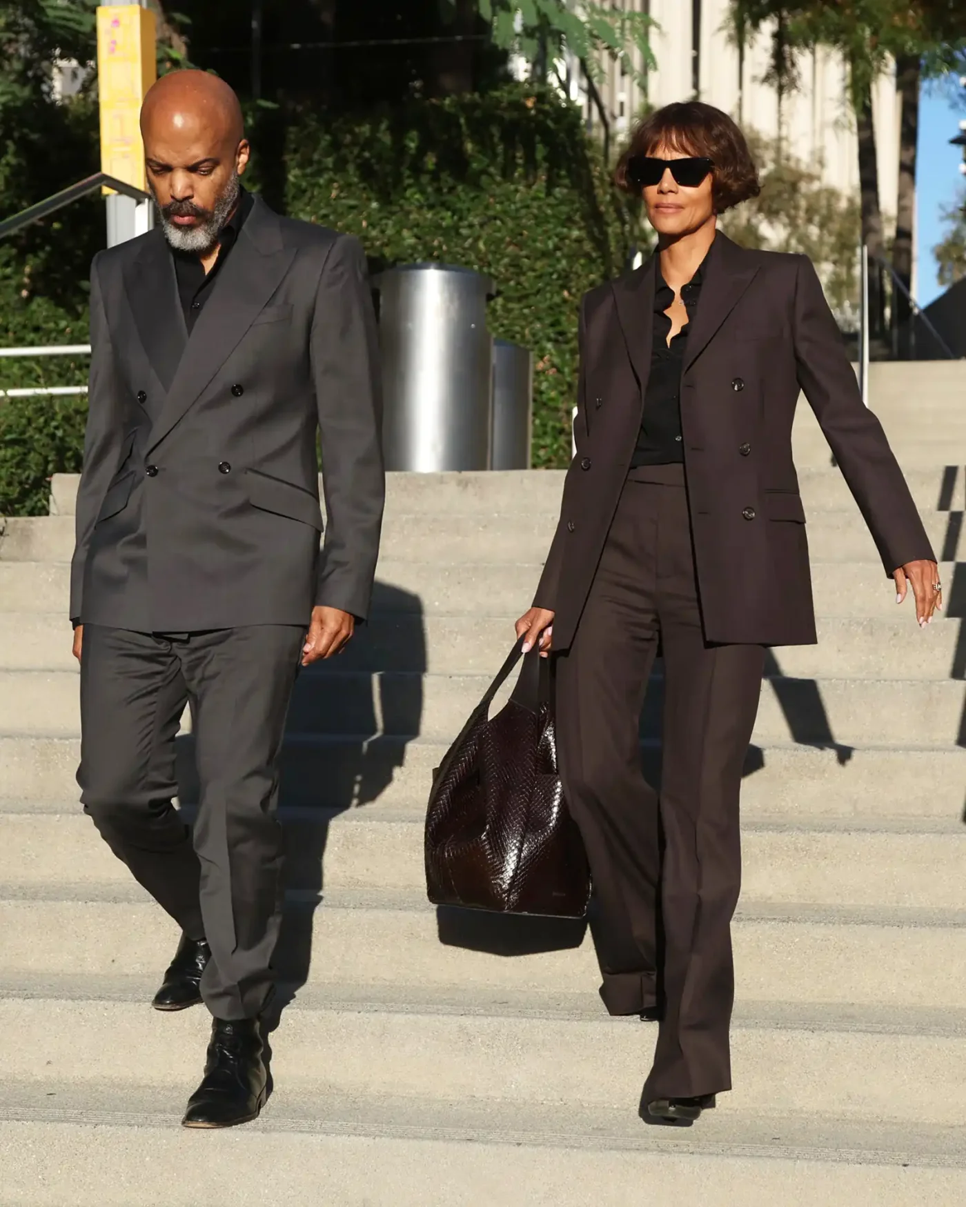 Halle Berry arrived at the Los Angeles County courthouse. She is currently in a custody dispute involving her former partner, Olivier Martinez. He has alleged that she abused their son, Maceo. Pictured: Halle Berry, Van Hunt