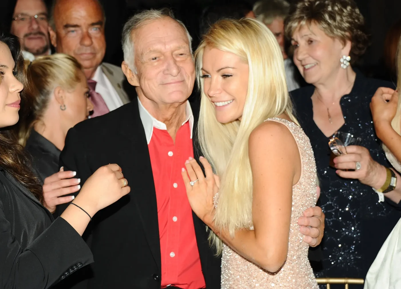 Hugh Hefner and his fiancee Crystal Harris attend a gala event.