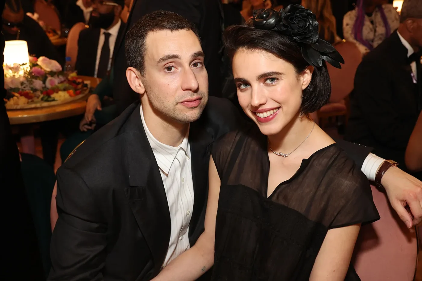 Jack Antonoff and Margaret Qualley attend the 66th GRAMMY Awards at Crypto.com Arena on February 04, 2024 in Los Angeles, California.