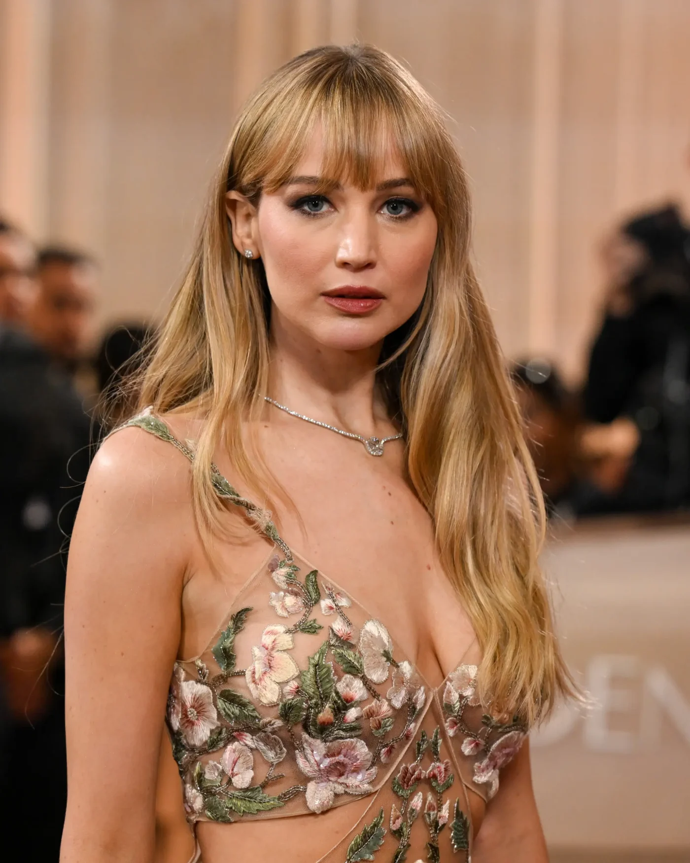 Jennifer Lawrence on the red carpet at the Golden Globes.