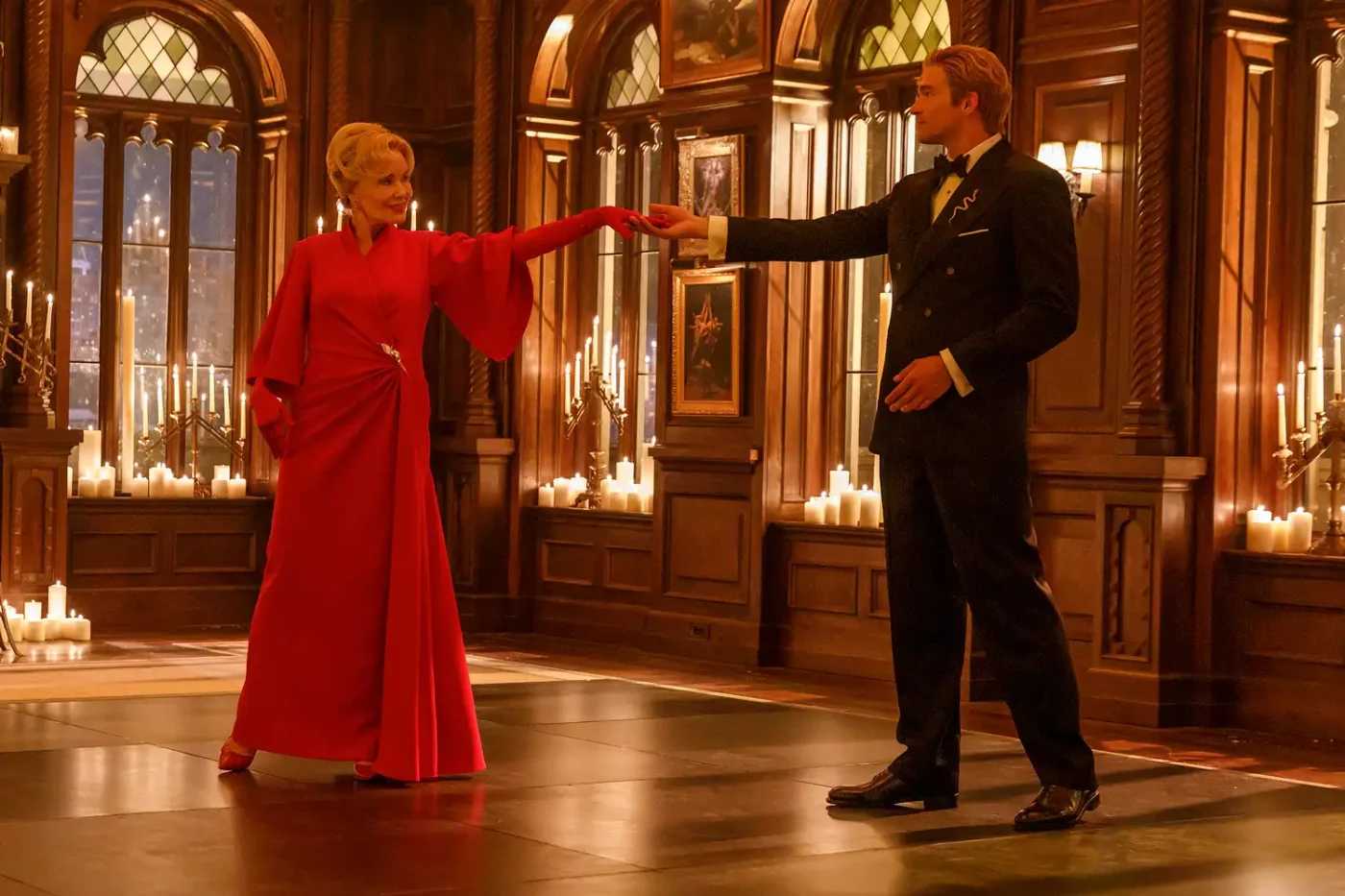 Jessica Lange as Constance Langdon, Paul Anthony Kelly as Young Mr. Nas American Horror Story 13