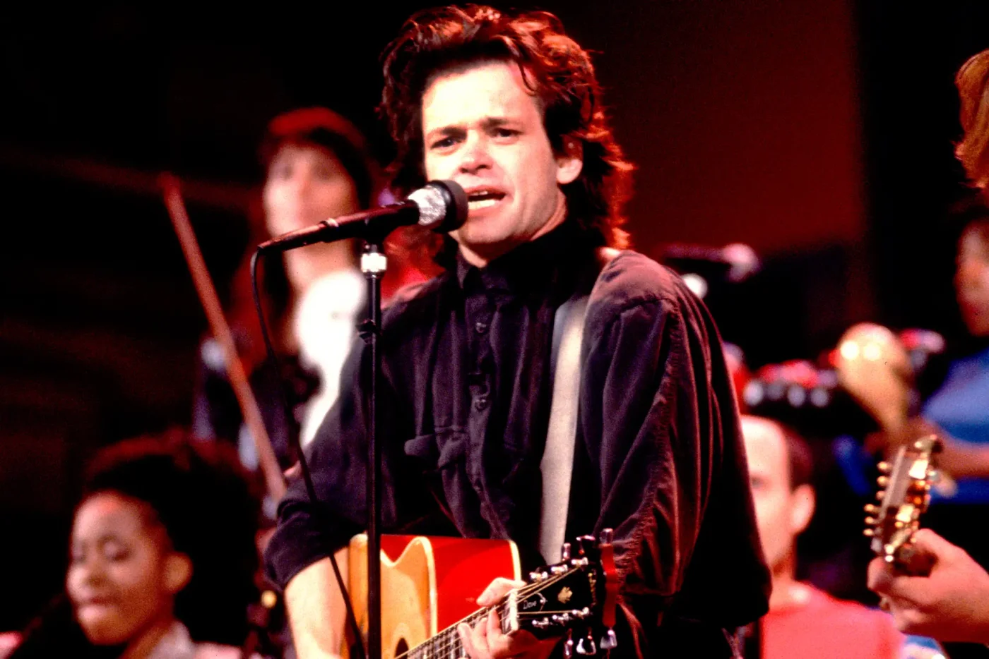John Mellencamp appearing on the David Letterman Show filmed at the Chicago Theater in Chicago, Illinois, May 4, 1989.