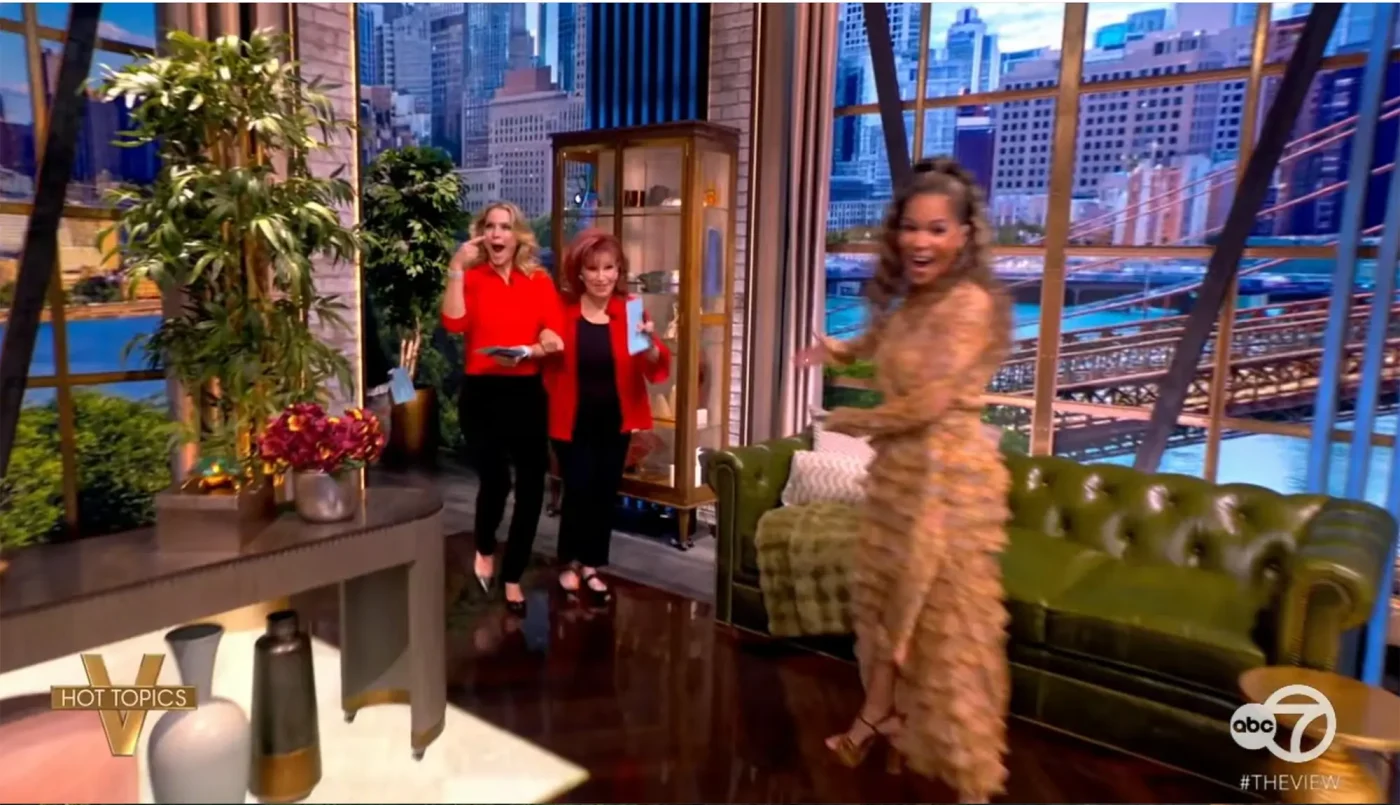 Joy Behar leans on Sara Haines as she returns to
