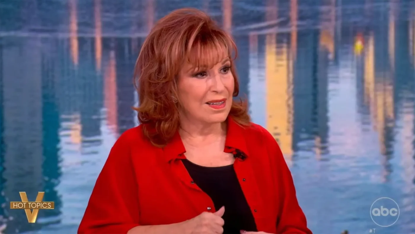 Joy Behar wearing a red shirt on