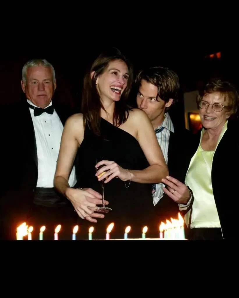 Julia Roberts and her husband Danny Moder photographed with a family in a birthday throwback photo, shared on Instagram