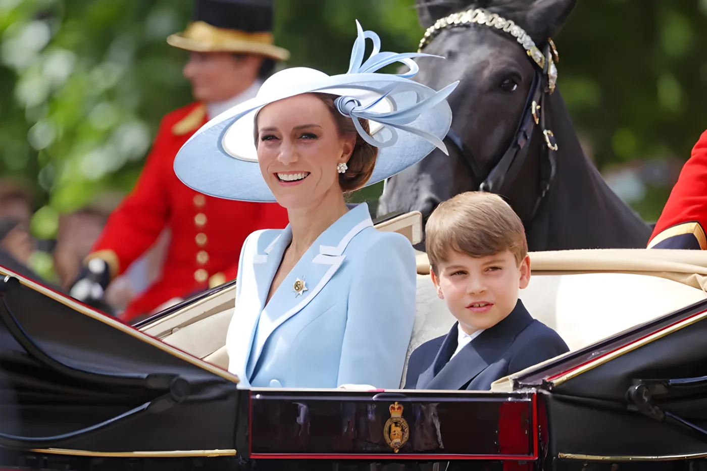 Kate Middleton and Prince Louis during the 2026 Trooping the Colour on June 13, 2026 in London, England