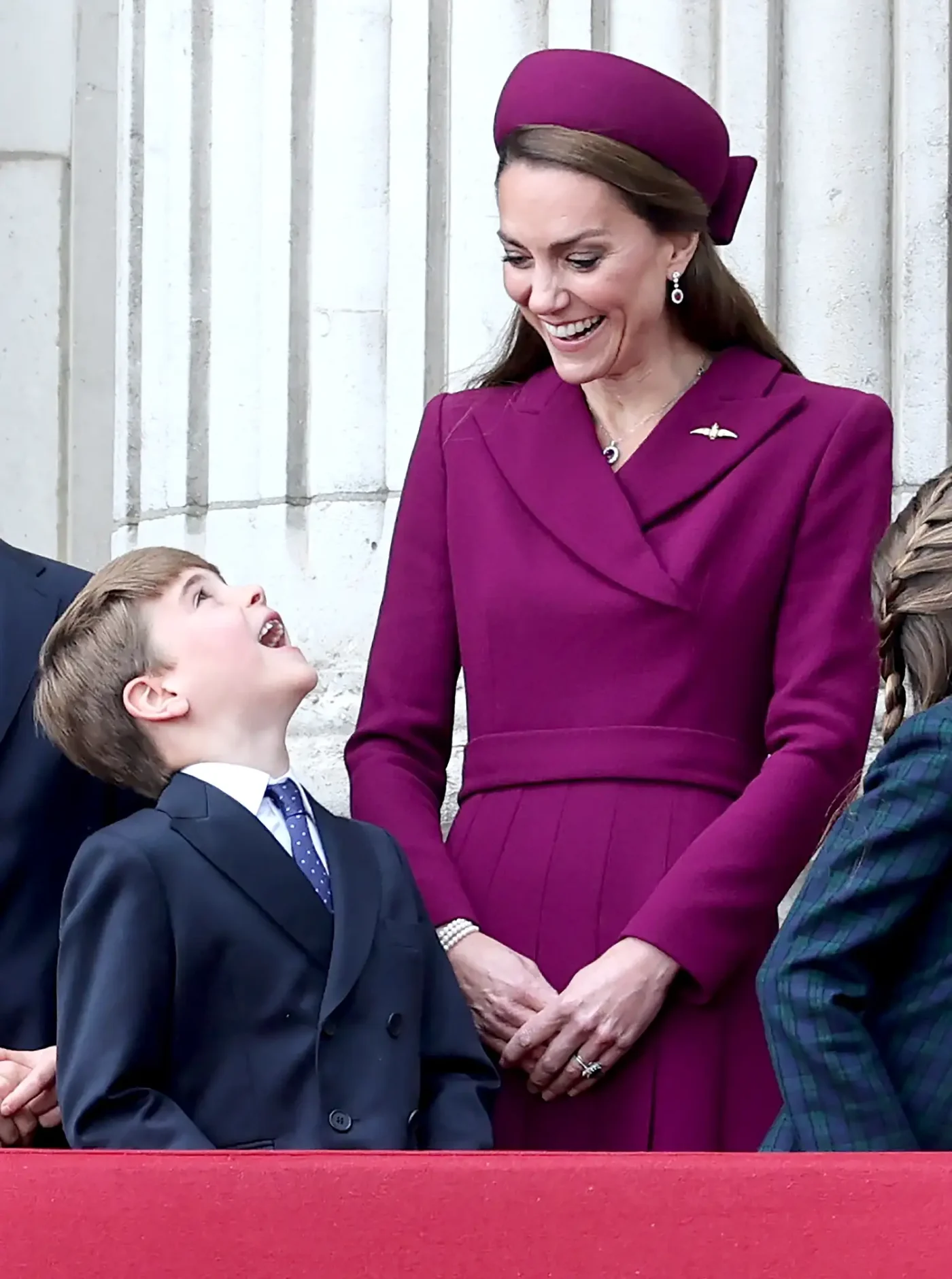 Kate Middleton and Prince Louis on the balcony of Buckingham Palace during the 80th anniversary of VE Day on May 5, 2025