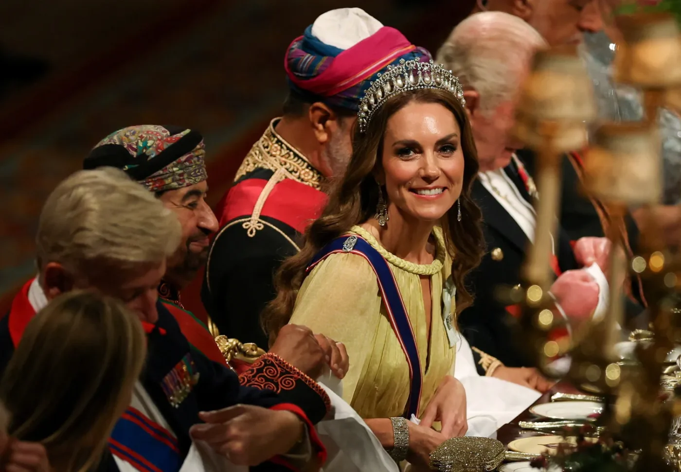 Kate Middleton at the Oman state banquet on October 20, 2026.
