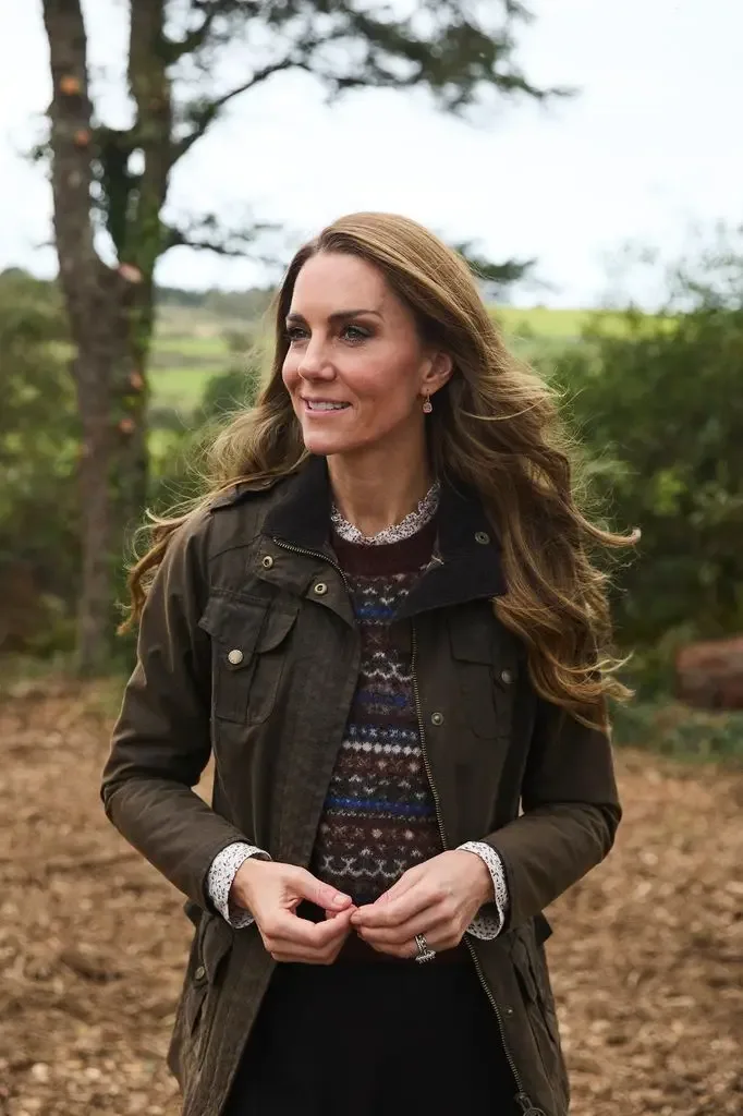 Kate Middleton wore a smart coat and patterned jumper