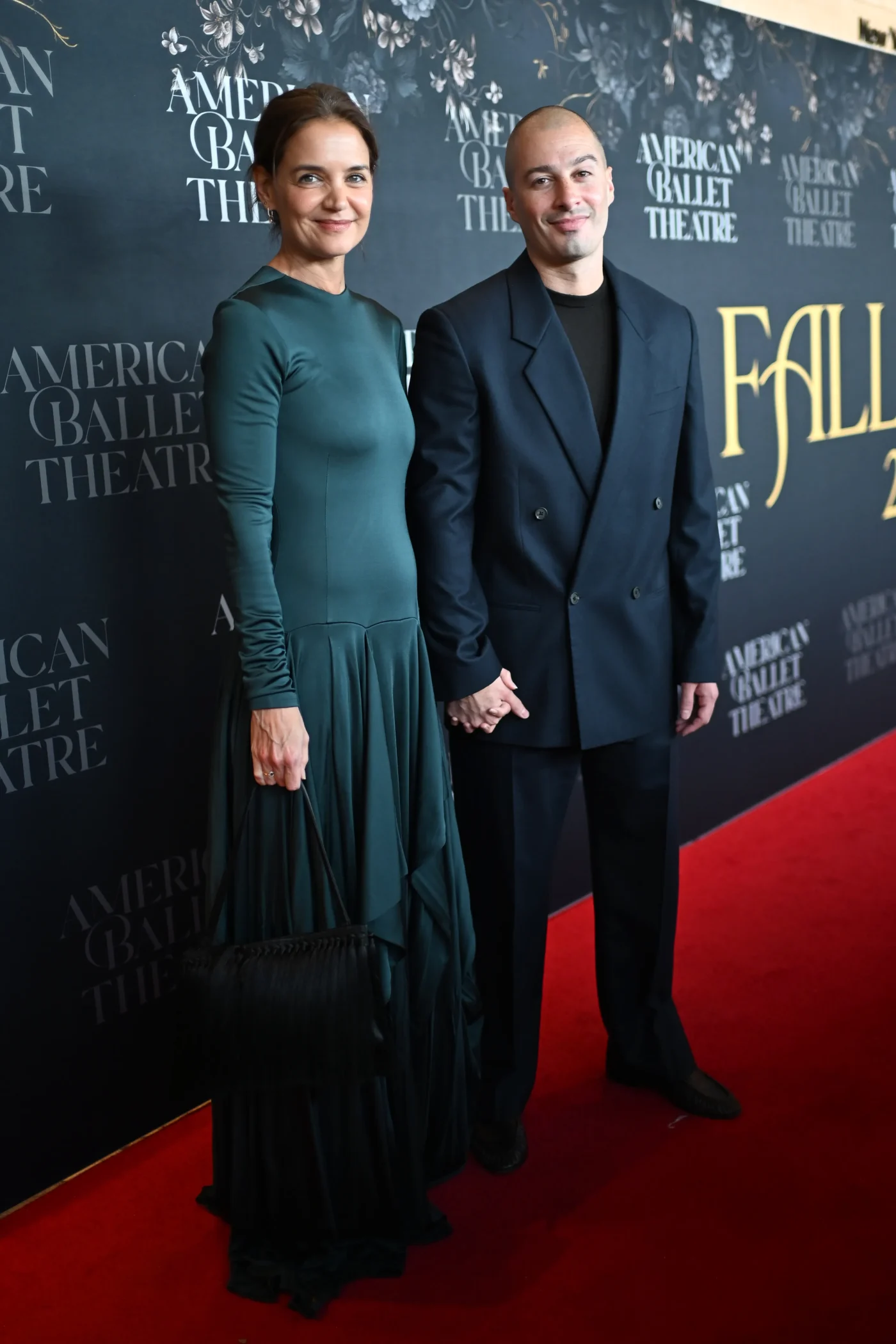 Katie Holmes and Jason Bard Yarmosky pose on the red carpet at the American Ballet Theatre Fall Gala.