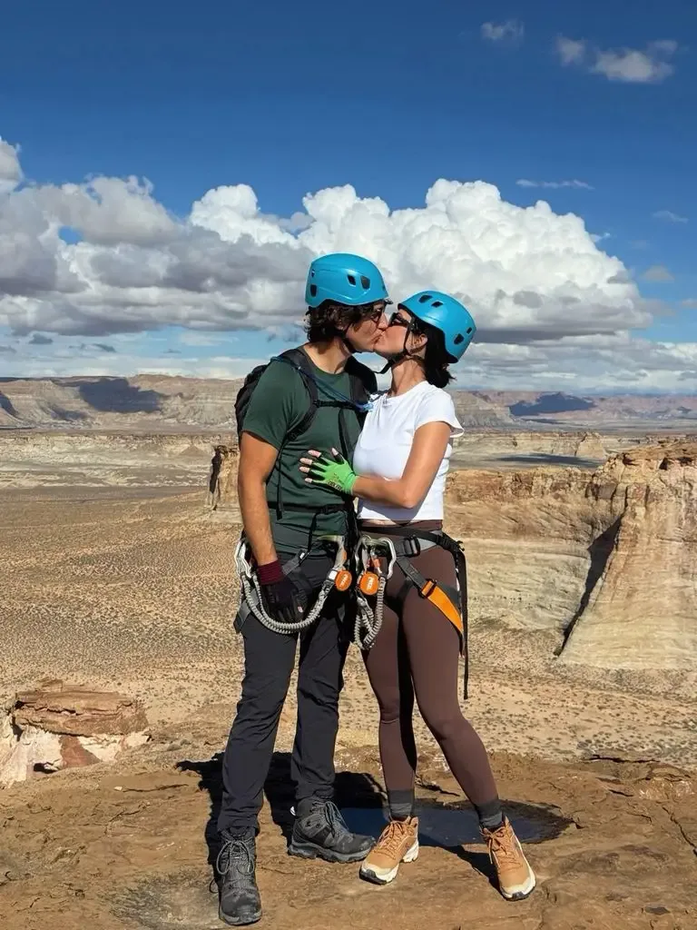 Katy Perry and Justin Trudeau pictured while rock climbing for the former's birthday, shared on Instagram