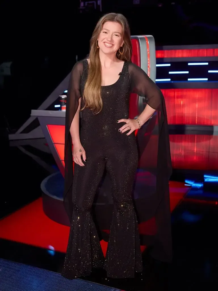 Kelly Clarkson wearing an embellished jumpsuit