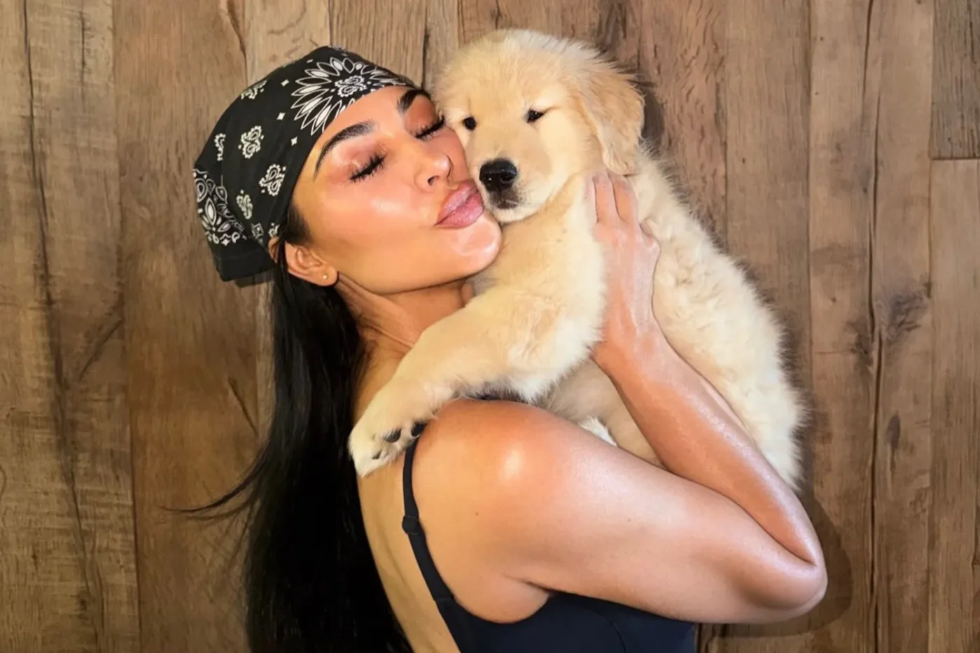 Kim Kardashian and dog Halo