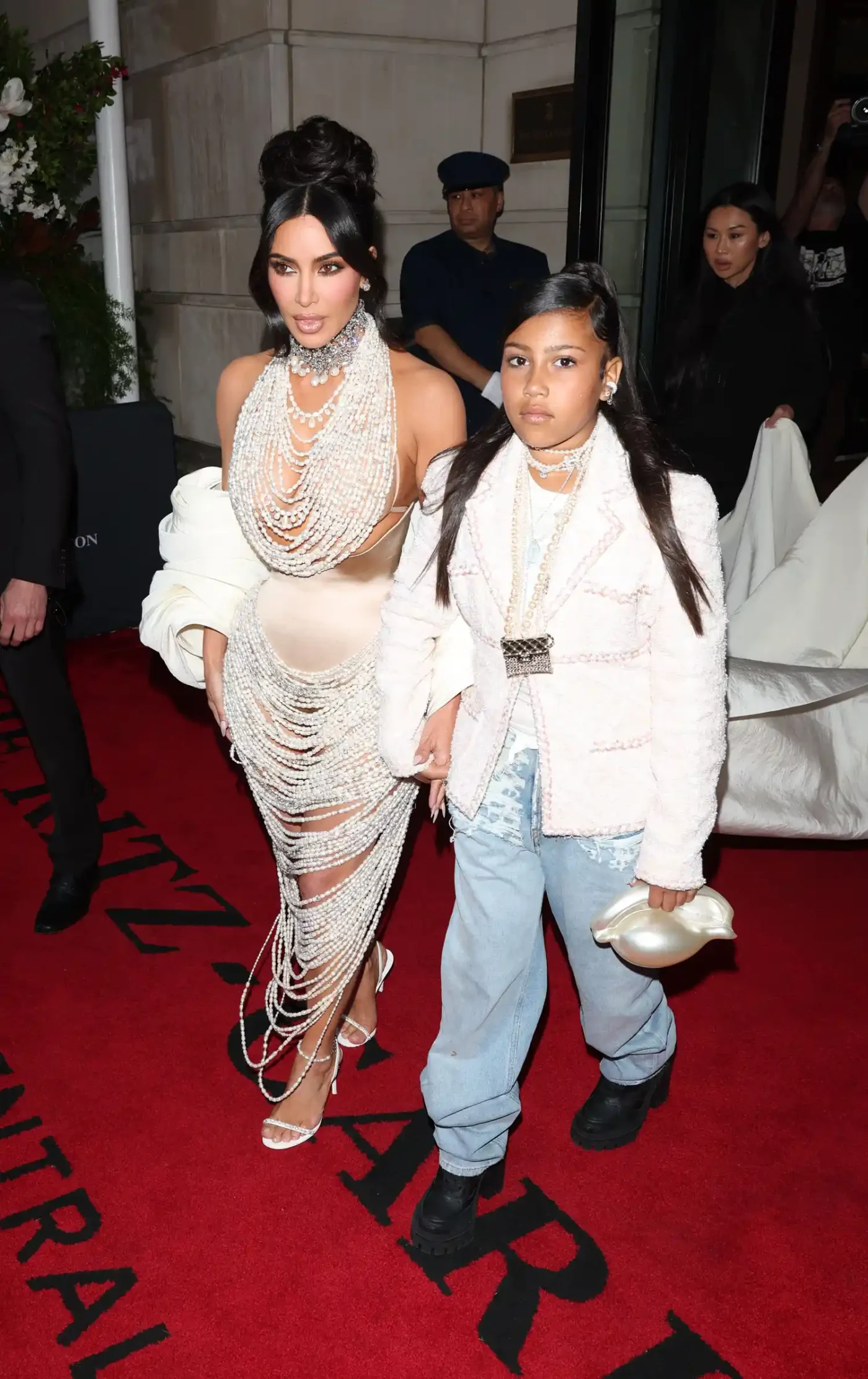 Kim Kardashian and North West are seen leaving the Ritz Hotel on May 1, 2023 in New York City
