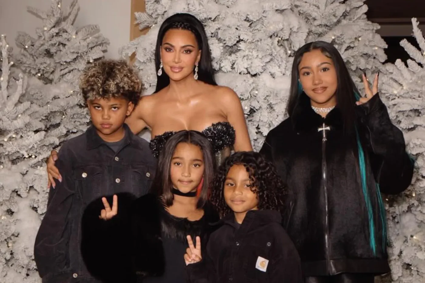 Kim Kardashian with her kids Saint West Chicago West Psalm West North West